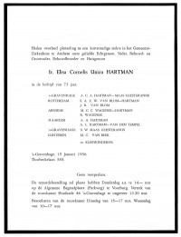 Overlijdensbericht E.C.U. (Eddy) Hartman (1956)